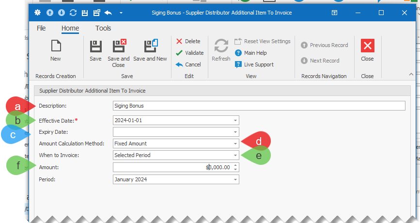 Suppliers - Additional Items To Invoice - Enter Detail Information