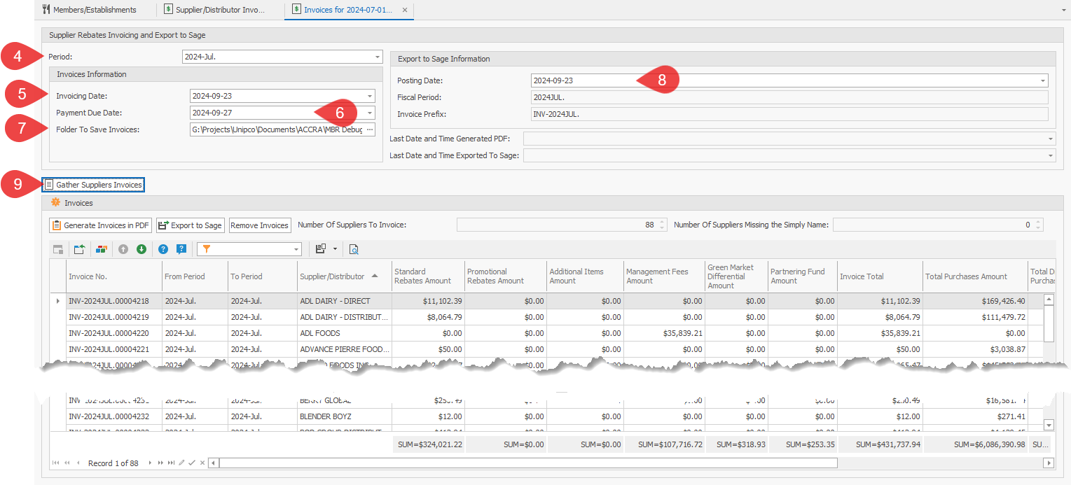 Supplier Distributor Invoicing - Enter information for Batch